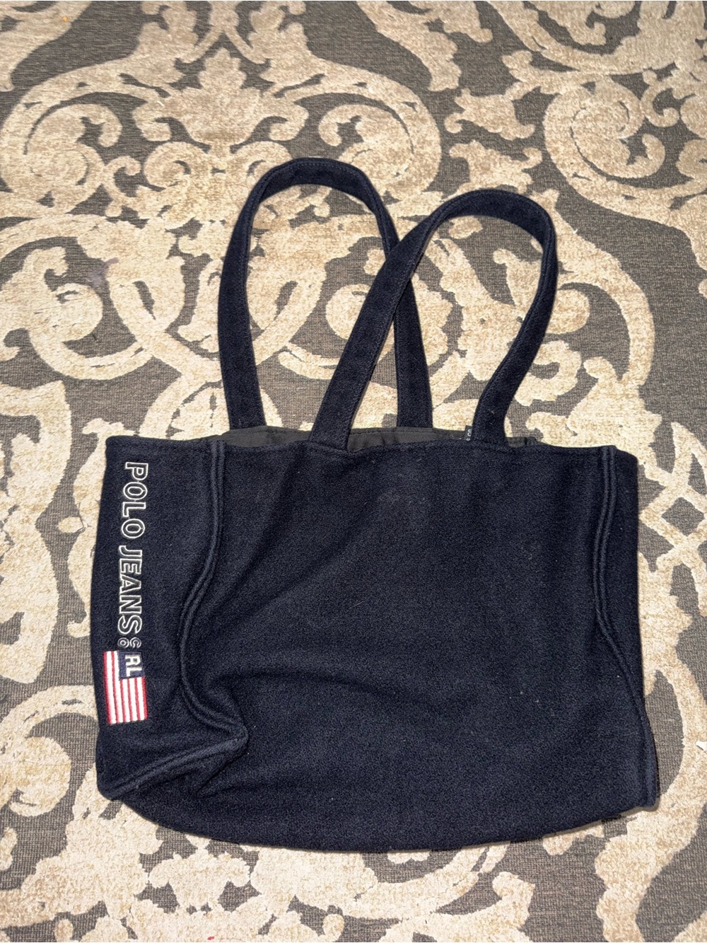 Vintage Polo Ralph Lauren navy blue felt tote bag  #totebag